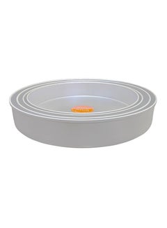 Buy 4-Piece Round Shape Cake Baking Pan Set Silver 24, 26, 28, 30centimeter in UAE