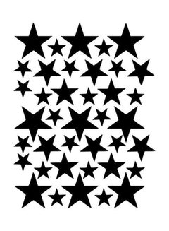 Buy 39-Piece Stars Self Adhesive Decorative Wall Sticker Set Black 21 x 29cm in Egypt