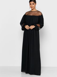 Buy Pearl Detail Maxi Dress Black in Saudi Arabia