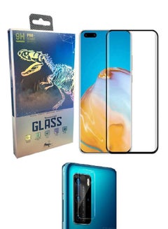 Buy Tempered Glass Screen And Camera Lens Protector For Huawei P40 Pro Clear/Black in Saudi Arabia