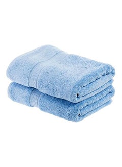 Buy 2-Piece Cotton Bath Towel Set Light Blue 50x100cm in Saudi Arabia
