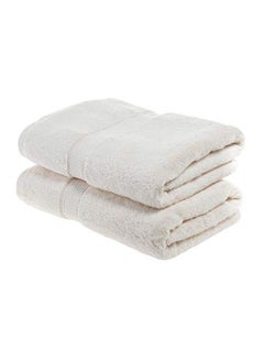 Buy 2-Piece Cotton Bath Towel Off White 180x90cm in Saudi Arabia