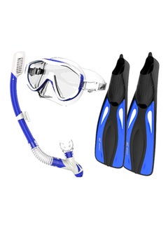 Buy 3-Piece Diving Snorkel Goggles And Flippers Set XL in UAE