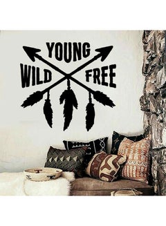 اشتري ملصق جداري بتصميم "Young Wild And Free" أسود 38x58سم في مصر