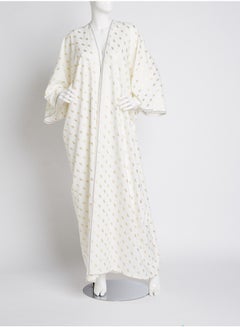 Buy Bell Sleeves Linen Abaya White in UAE