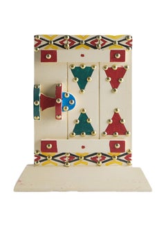 Buy Decorative Wooden Door Box Off White/Green/Red 25x20cm in Saudi Arabia