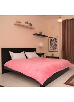 Buy Throw Blanket Polyester Rose Pink 220x160centimeter in UAE