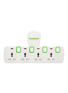 Buy 4 Way Universal T-Socket Multi Adaptor With Individual Switches White/Green 33cm in UAE