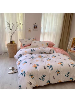 Buy 3-Piece Printed Bedding Set cotton Grey/Blue/Orange Single in UAE