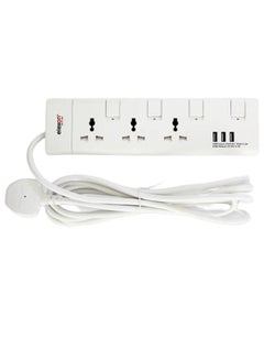 Buy 3-USB Port Power Extension Socket White 2meter in UAE