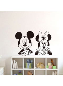 Buy Mickey And Minnie Self-Adhesive Decorative Wall Sticker Black 60 x 90cm in Egypt