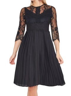 Buy Yoke Pleat Detail Midi Dress Black in Saudi Arabia