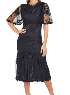 Buy Lace Angel Short Sleeve Dress Black in Saudi Arabia