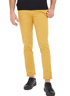 Buy Slim Fit Folded Hem Chinos Mustard in Saudi Arabia