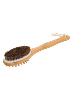 Buy Bamboo Double Side Bath Brush Beige/Brown 35x7.5cm in UAE