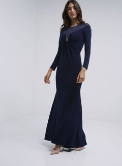 Buy Nancy Long Sleeve Maxi Dress Navy in UAE