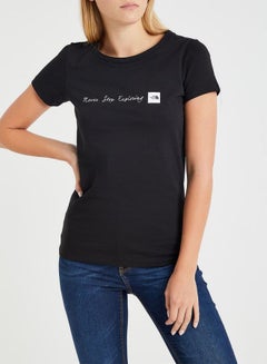 Buy Never Stop Exploring Round Neck T-Shirt Black in UAE