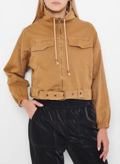 Buy Pocket Detailed Denim Jacket Brown in UAE