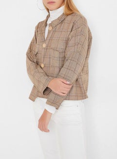 Buy Checkered Jacket Beige in UAE