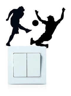 Buy 3-Piece Football Player Self Adhesive Wall Sticker Set Black in Egypt