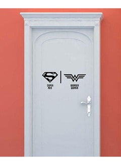 Buy Superman And Wonder Woman Self Adhesive Wall Sticker Black 20 x 45cm in Egypt