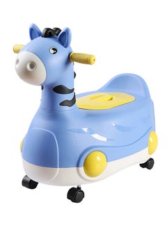 Buy Potty Seat, Children Boys And Girls, Animal Shaped, Potty Seat With Handles, Wheels, Portable With Cover Potty Seat, Easy To Clean Bowl, 1-3  Years, Horse Blue in UAE