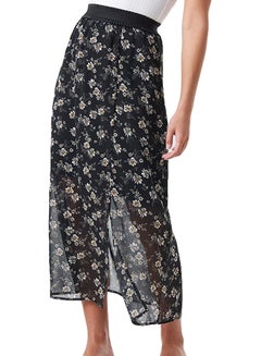 Buy Casual Floral Print Skirt Black in UAE