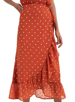 اشتري Polka Dot Wrap Skirt Orange في الامارات