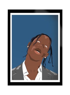 Buy Travis Scott Poster With Frame Blue/Brown/Grey 21x30cm in Saudi Arabia