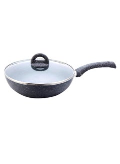 Buy Granite Wok With Lid Grey/Clear 24cm in UAE