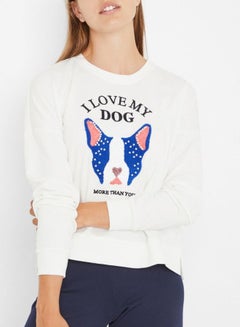 اشتري I Love My Dog Printed Sweatshirt White في السعودية