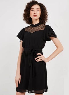 اشتري Ariana Lace Detail Dress أسود في السعودية