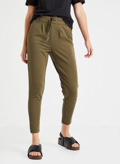 Buy Drawstring Tapered Pants Olive in UAE