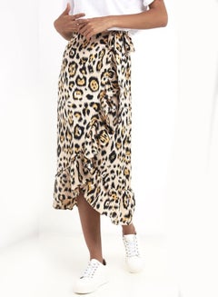 اشتري Leopard Print Ruffle Skirt Multicolour في السعودية