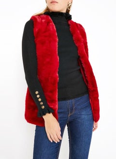 Buy Faux Fur Gilet Red in Saudi Arabia