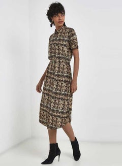 Buy Texture Printed Midi Dress Multicolour in UAE