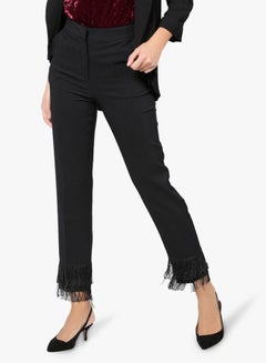 Buy Regular Fit High-Rise Pants Black in UAE