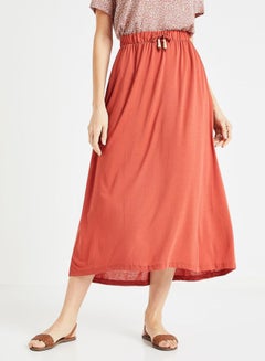 Buy Drawstring Jersey Skirt Brick Red in UAE
