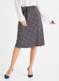 Buy Floral Belted Skirt Navy in UAE