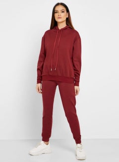 Buy Essential Cotton Joggers Burgundy in UAE