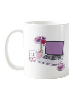 Buy Work Time Printed Mug White/Black/Purple in UAE