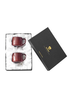 Buy 2-Piece Ceramic Necked Mug Red 11.6x9.3x7.4cm in Saudi Arabia