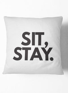 Buy Sit Stay Throw Pillow White 16 x 16inch in UAE