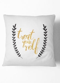 Buy Treat Yourself Throw Pillow White 16 x 16inch in UAE