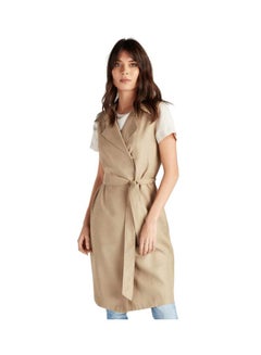 اشتري Trench Coat Style Dress Beige في الامارات