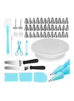 Buy 52-Piece Cake Decorating Kit Baking Accessories With Turntable Stands White 27cm in UAE