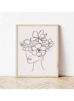 Buy Single Line Art Themed Poster With Frame White/Black 30x40cm in UAE