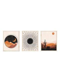 اشتري 3-Piece Decorative Poster With Frame Black/Beige/Brown 3x (30x40)cm في الامارات