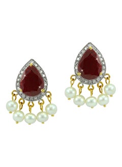 اشتري 18 Karat Gold Royal Indian 0.24 Ct Diamonds Ruby Earrings أبيض/كستنائي/ذهبي في الامارات