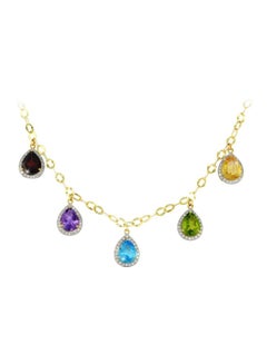 Buy 18 Karat Gold Multi Gem Stone Studded Necklace in UAE